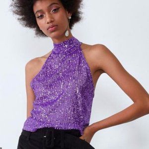 Purple Sequin Zara Halter